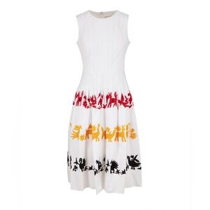 CAROLINA HERRERA White Multi Embroidered Sleeveless A-Line Dress Size 4 NWT
